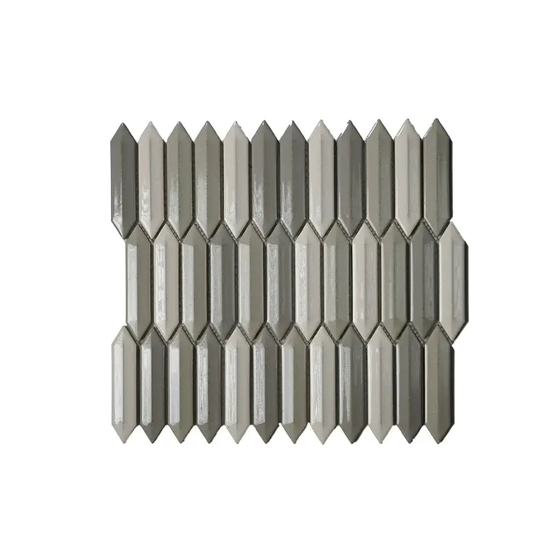 CC Mosaics Plus Mixed Gray, Taupe & White 3D Picket Porcelain Mosaic Tile