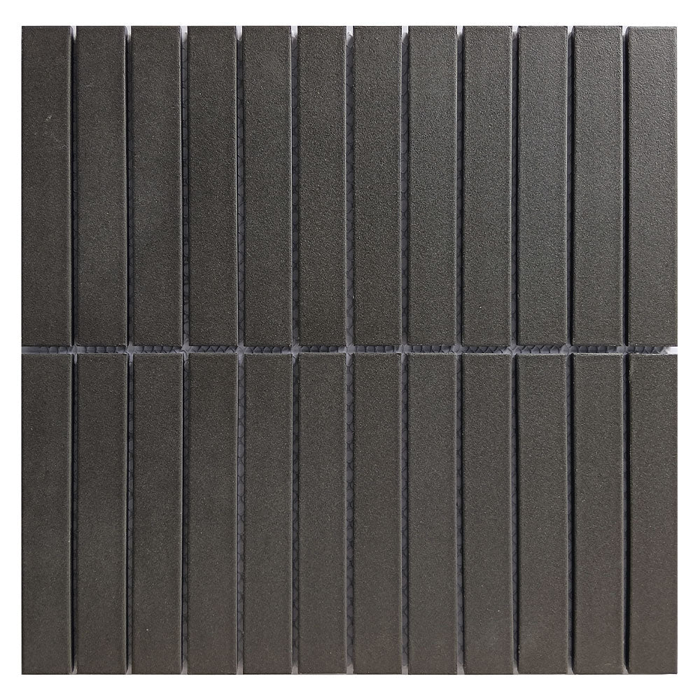 CC Porcelain Black Stacked Porcelain Mosaic Tile