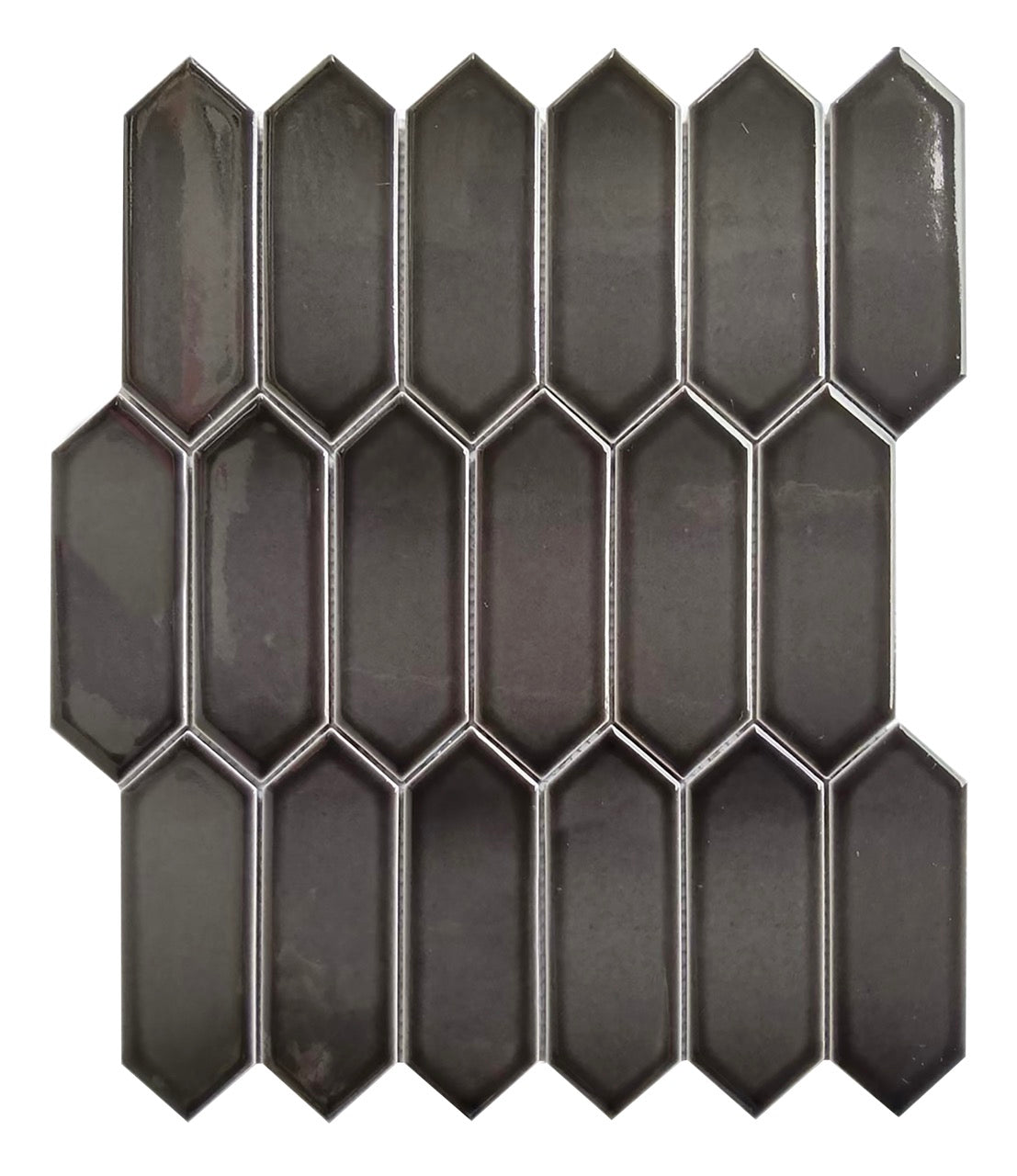 CC Mosaics Plus Black Picket Porcelain Mosaic Tile