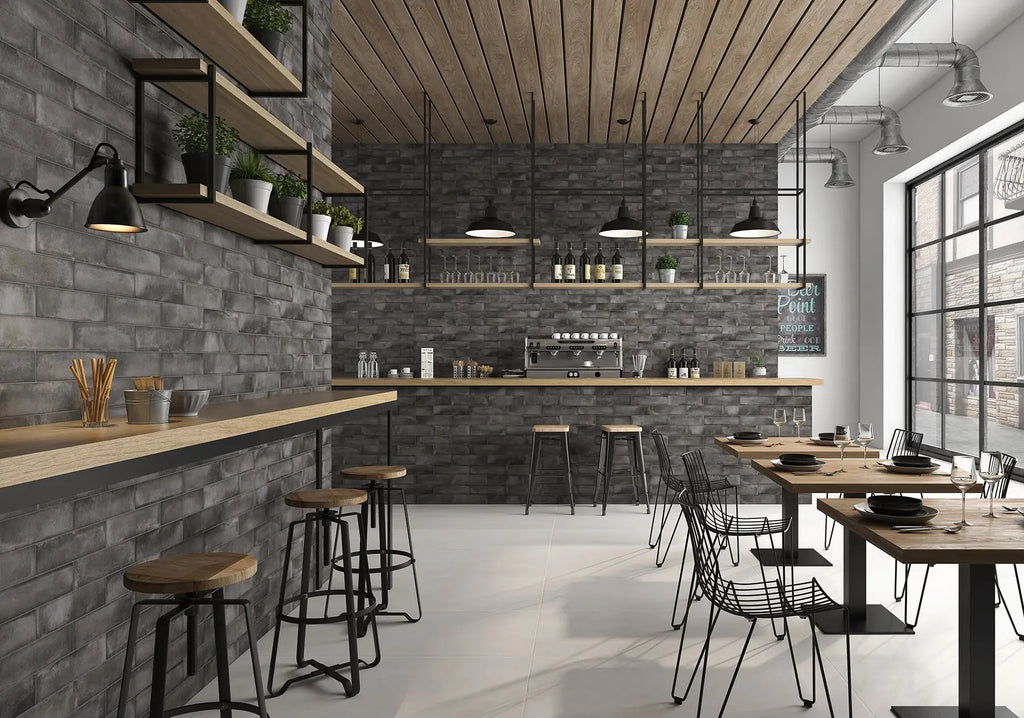 Brickell Antracita Ceramic Wall Tile – room scene