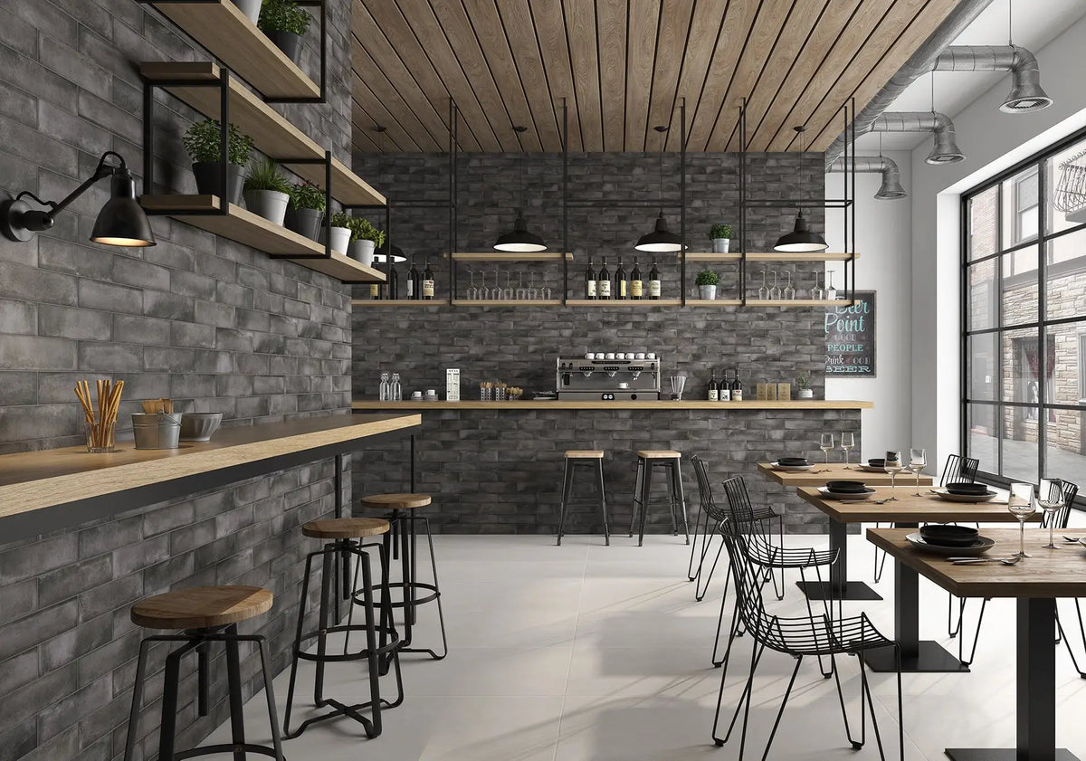Brickell Antracita Ceramic Wall Tile – room scene