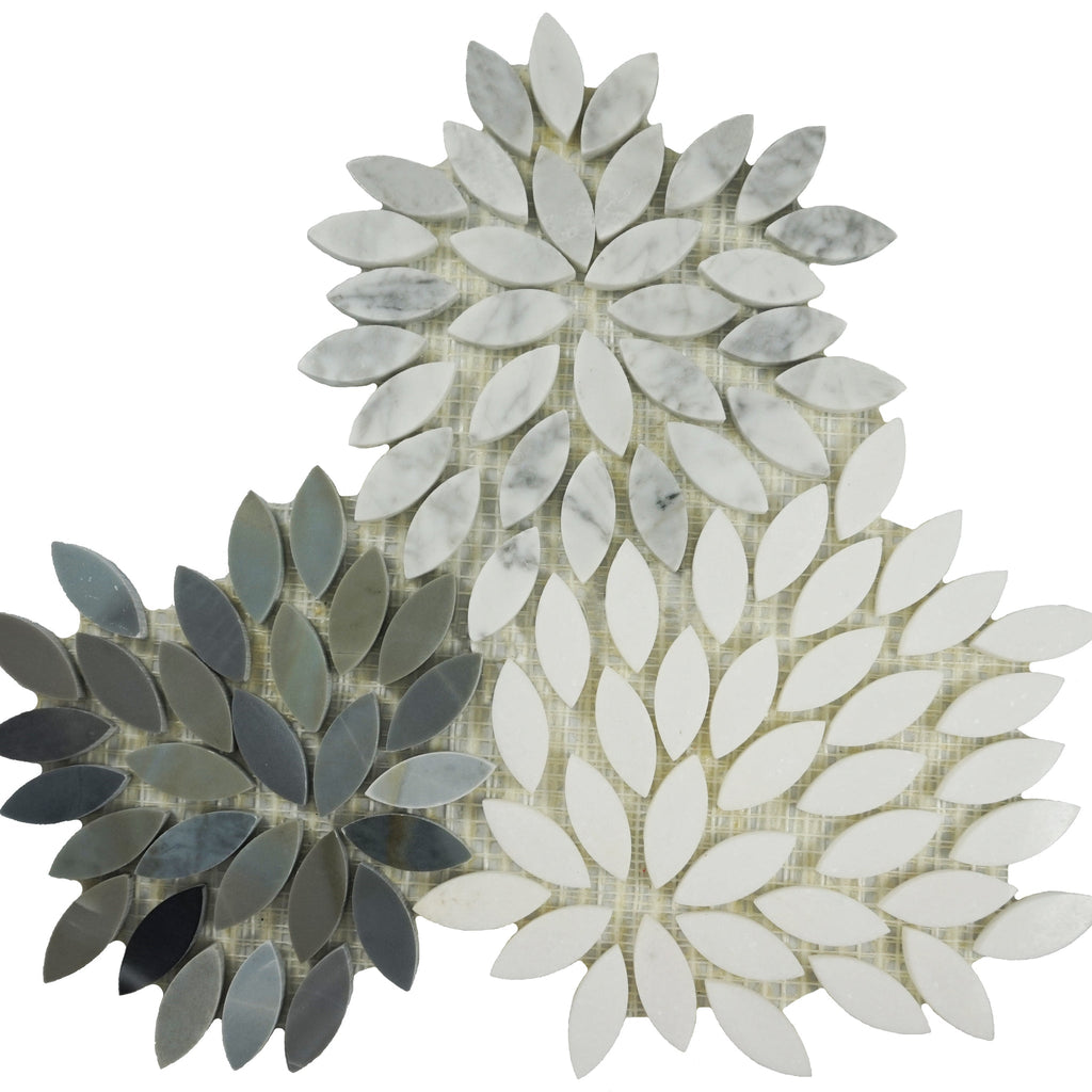 Ornate Stone Leaf Mosaic Tile