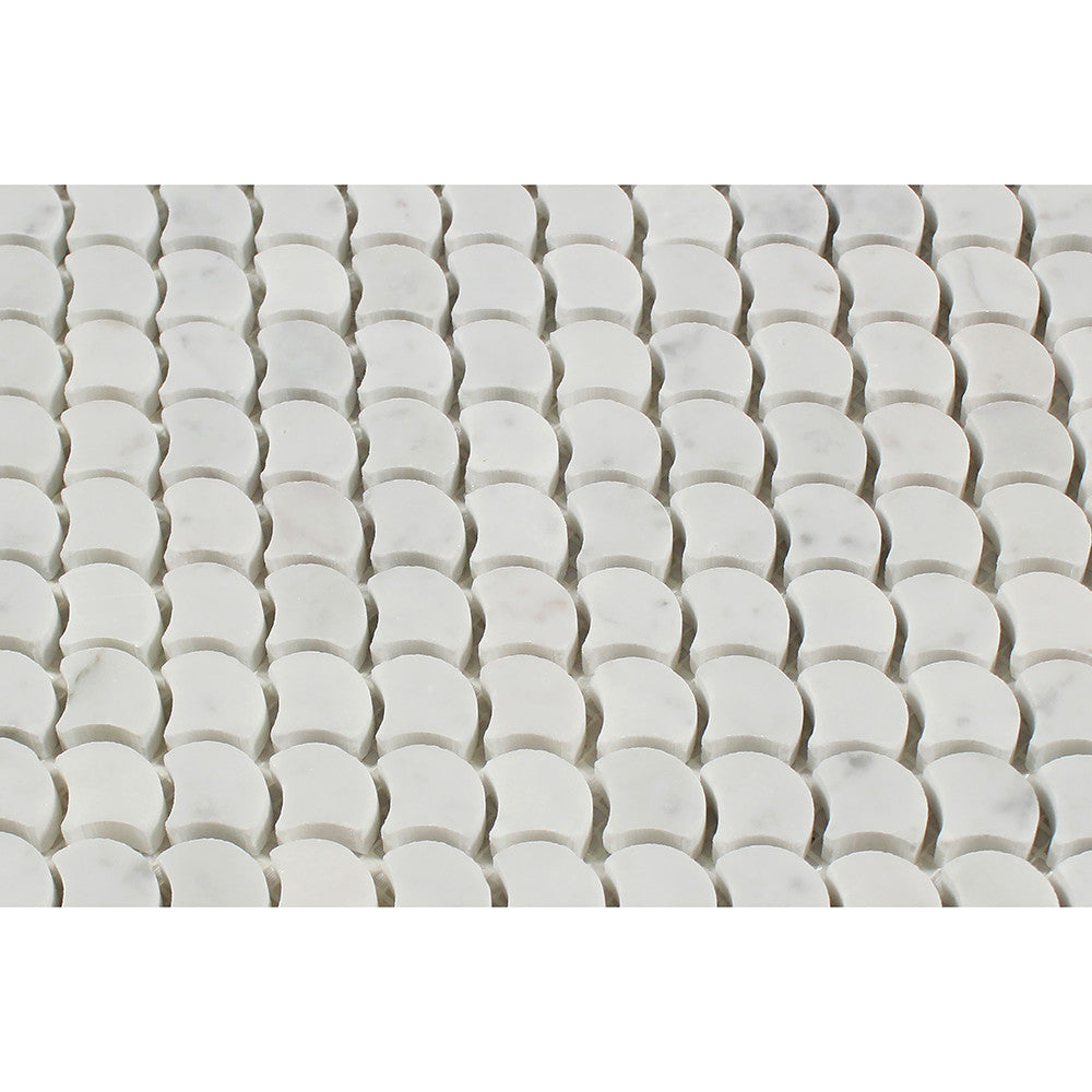 Bianco Carrara Honed Marble Raindrop Mosaic Tile