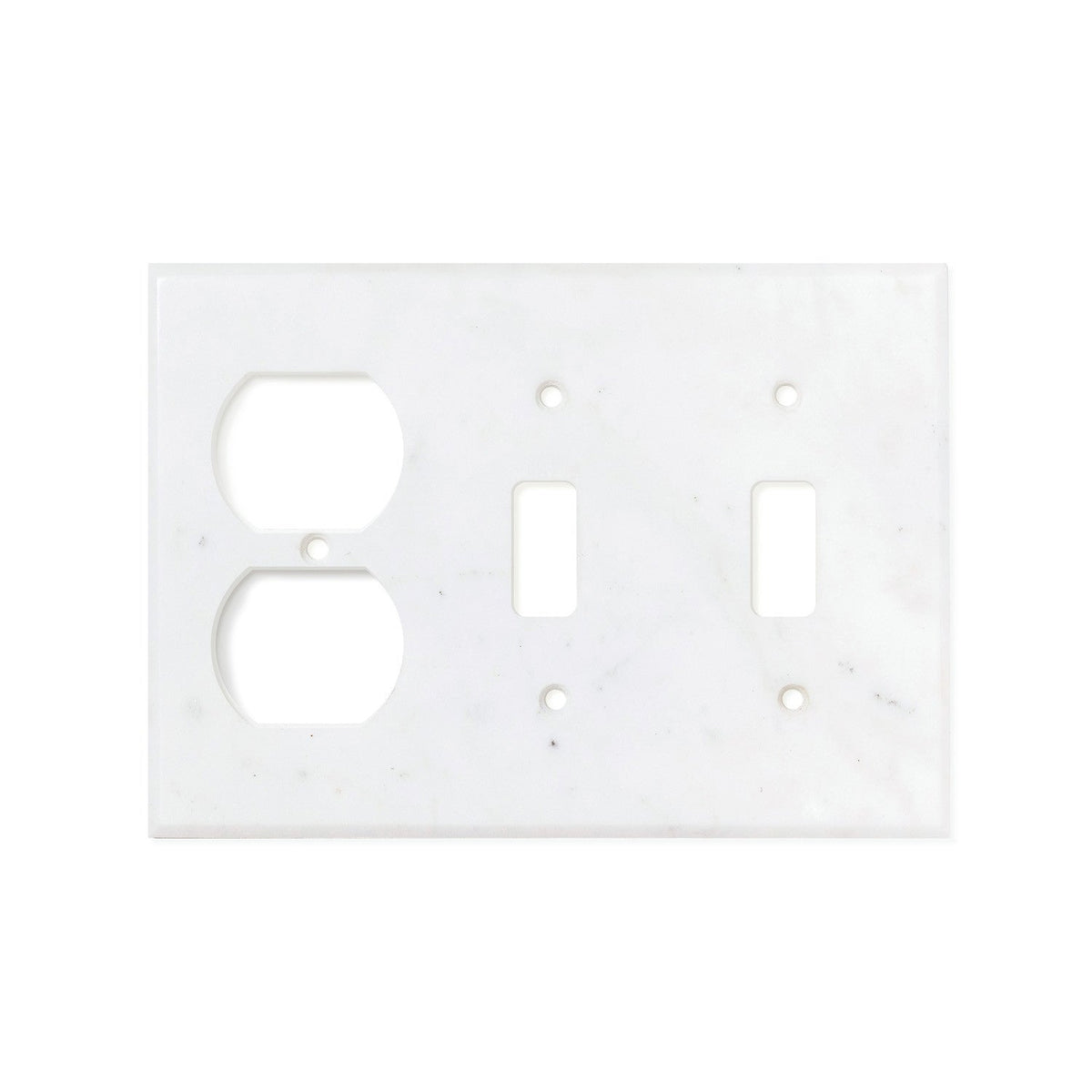 Bianco Carrara Marble Double Toggle Duplex Switch Plate Cover / Wall Plate - Honed