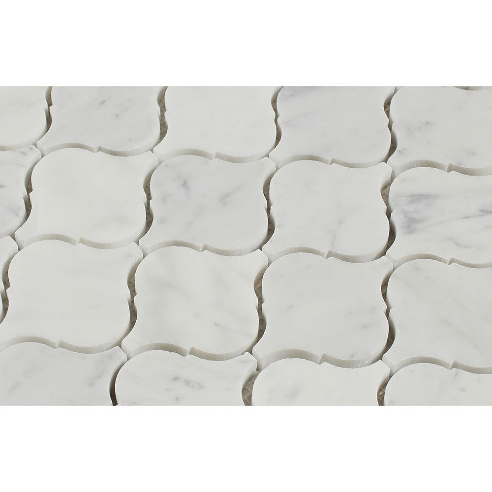 Bianco Carrara Polished Marble Lantern Mosaic Tile