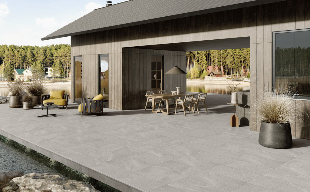 Boston Gray Porcelain Tile – room scene