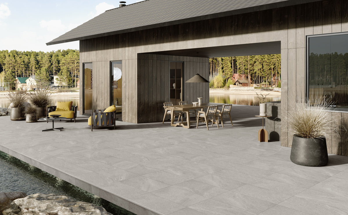 Boston Gray Porcelain Tile – room scene