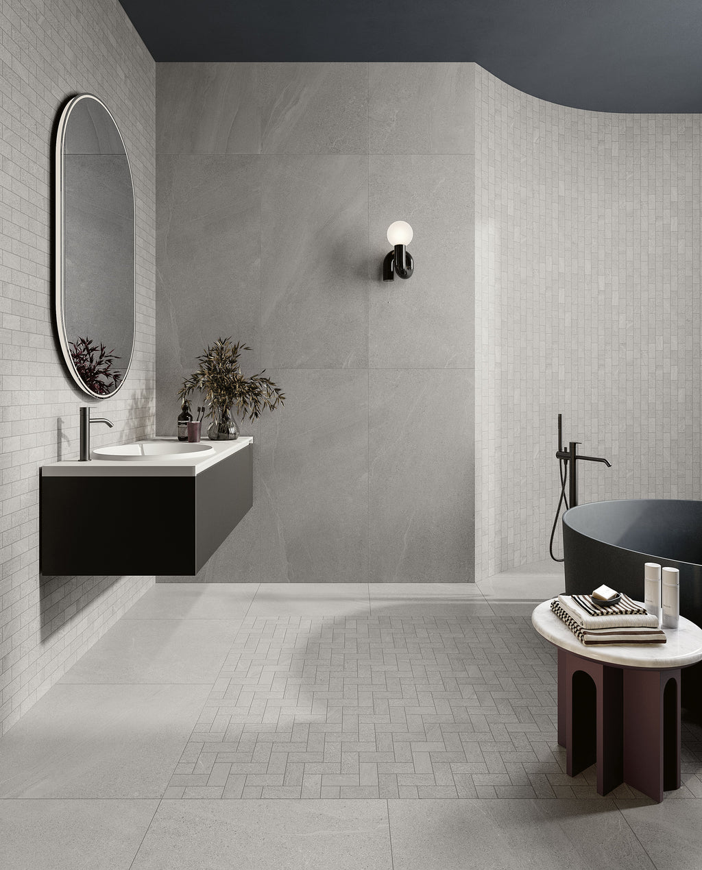 Boston Gray Porcelain Tile – room scene