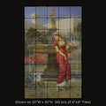 The Frog Prince by Edward Frederick Brewtnall, stone mural shown on 20"W x 32"H (40 pcs of 4"x4" tumbled marble tiles)