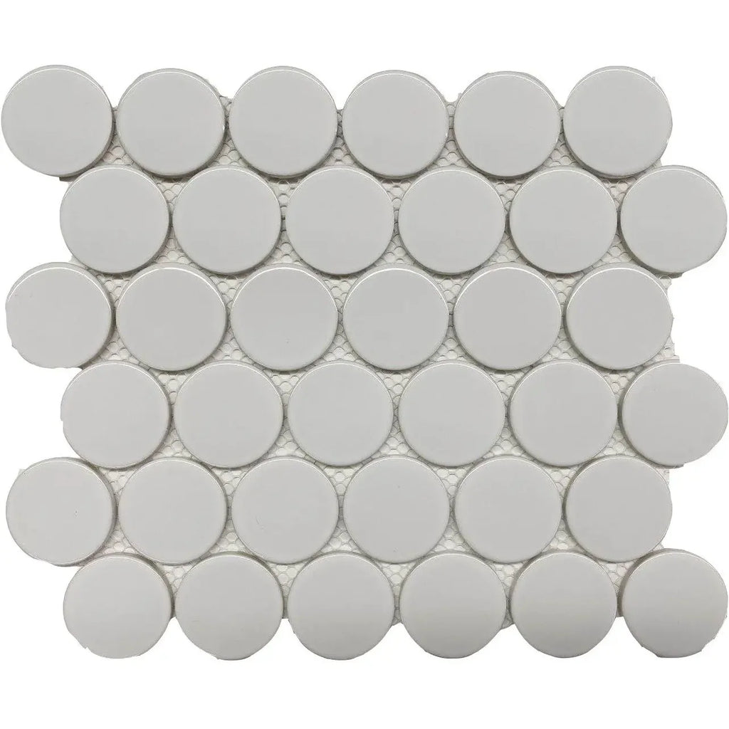 CC Mosaics Plus White Bright 2" Dots Porcelain Mosaic Tile