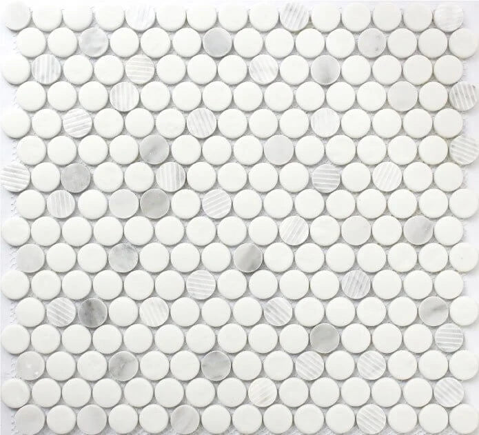 Rockart Carrara Penny Round Marble Mosaic Tile