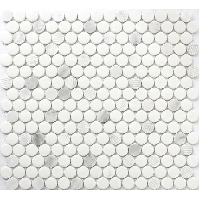 Rockart Carrara Penny Round Marble Mosaic Tile