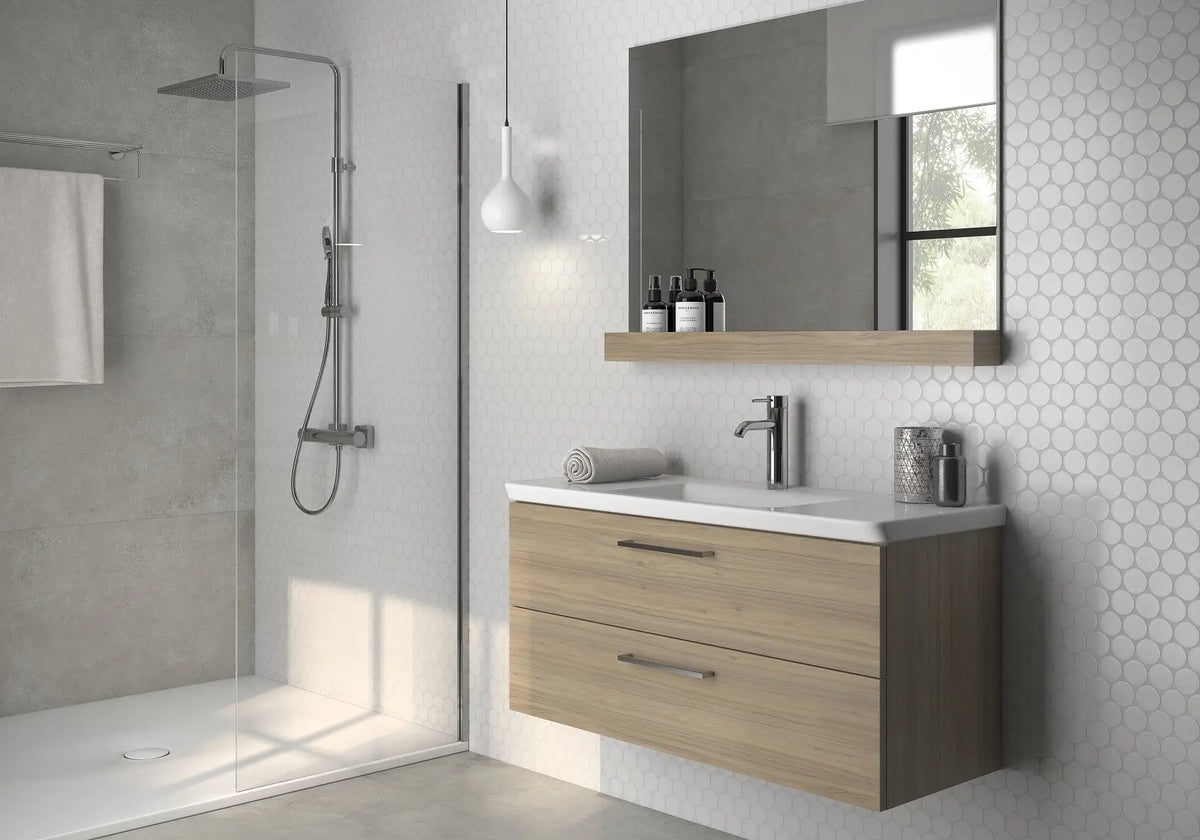 CC Mosaics Plus White Bright 2" Dots Porcelain Mosaic Tile – room scene