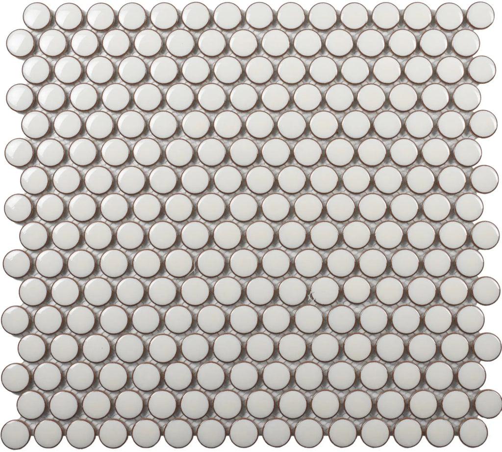 CC Mosaics Plus Pearl White Penny Round Porcelain Mosaic Tile
