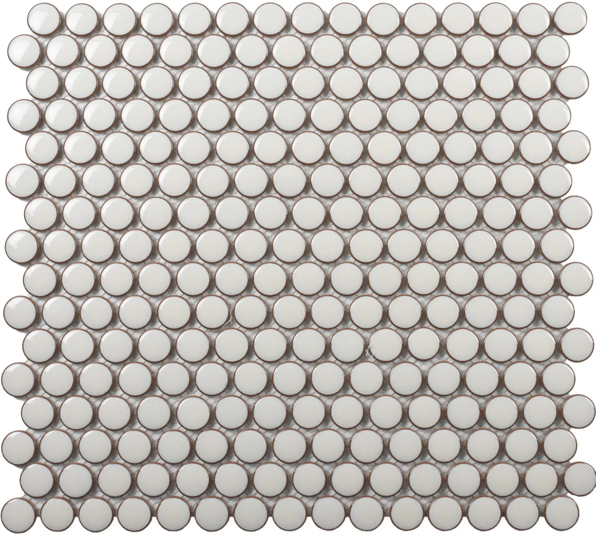 CC Mosaics Plus Pearl White Penny Round Porcelain Mosaic Tile