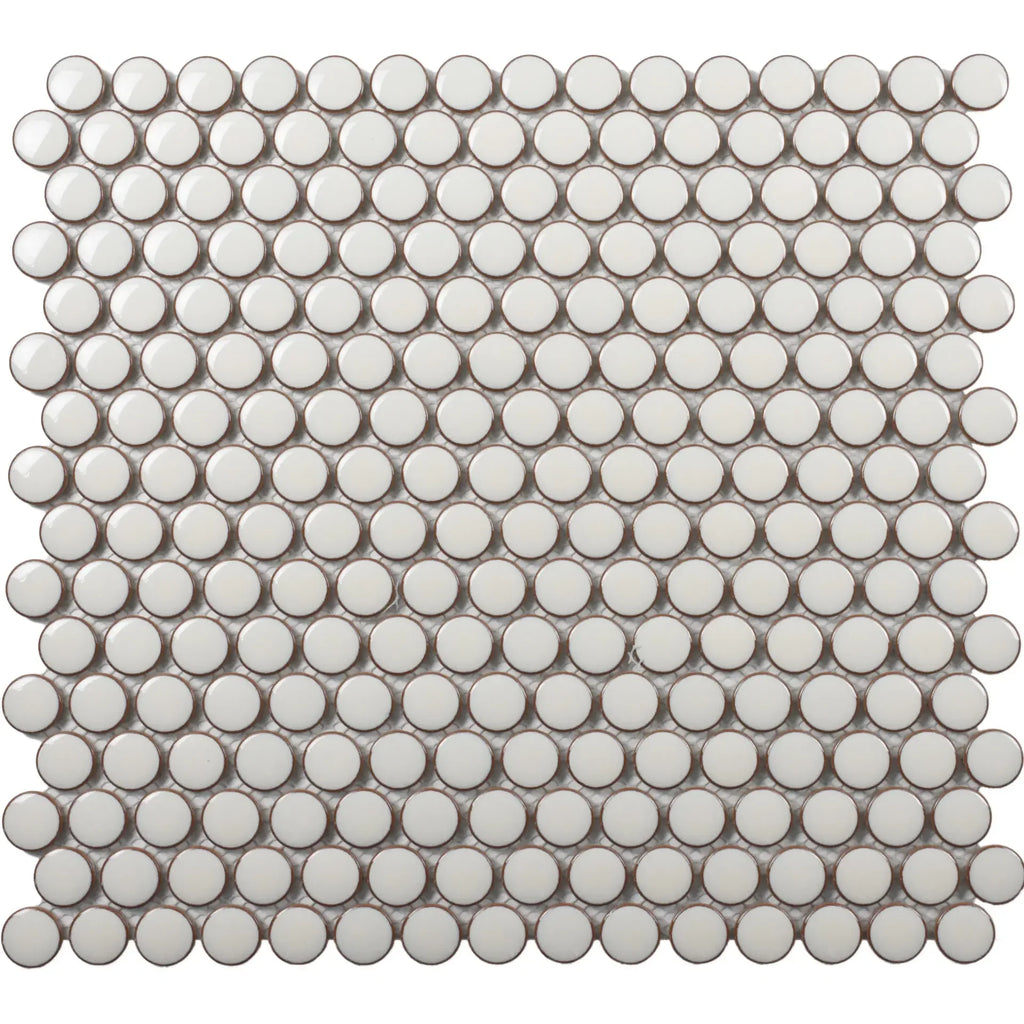 CC Mosaics Plus Pearl White Penny Round Porcelain Mosaic Tile