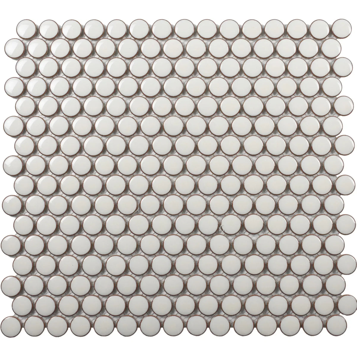 CC Mosaics Plus Pearl White Penny Round Porcelain Mosaic Tile