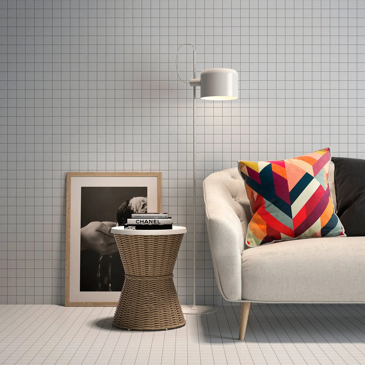 CC Porcelain White Squares Porcelain Mosaic Tile – room scene