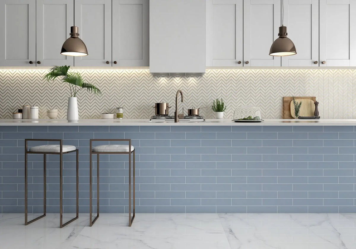 Color Collection Soft Blue Ceramic Wall Tile – room scene