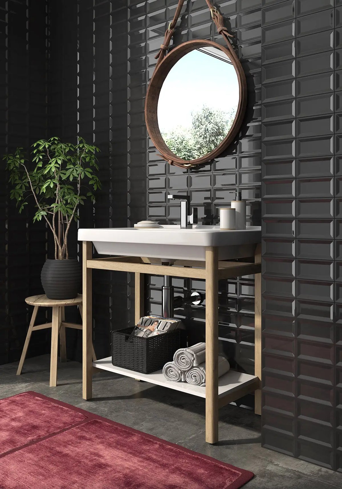 CC Textures Black Ceramic Wall Tile – room scene