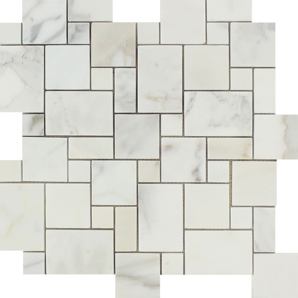 Calacatta Gold Polished Marble Mini Versailles Pattern Mosaic