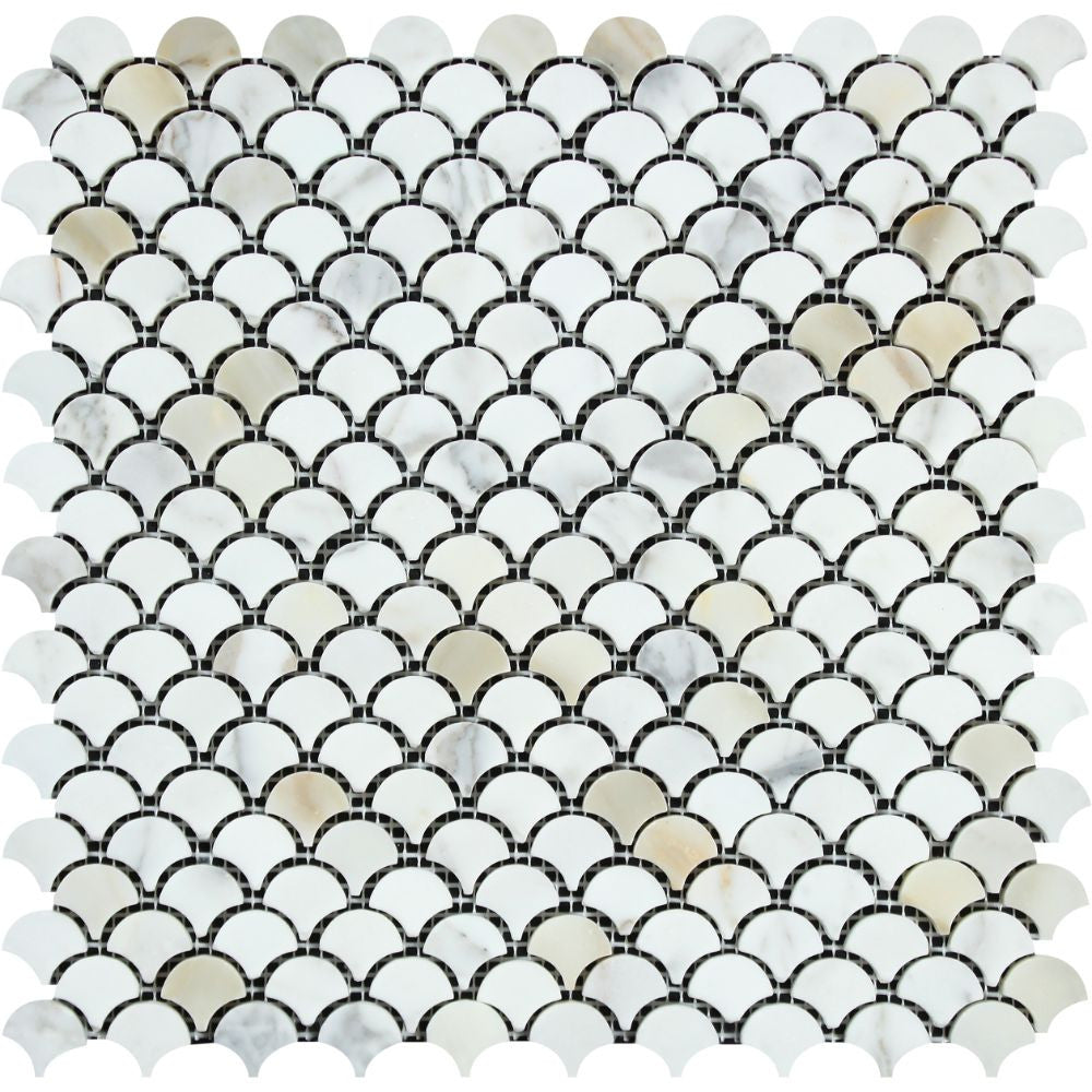 Calacatta Gold Polished Marble Raindrop Mosaic