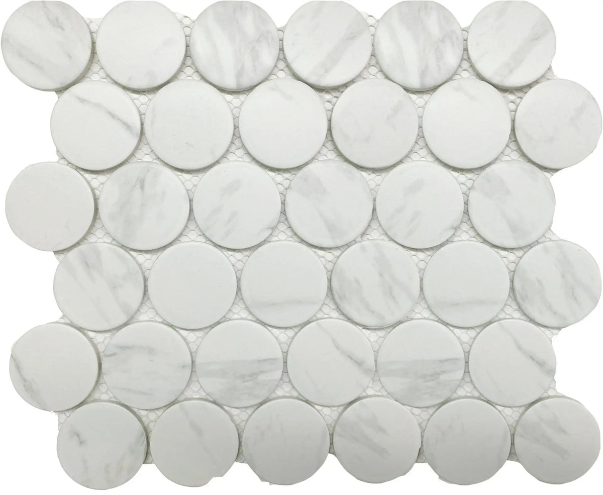 CC Mosaics Plus Carrara 2" Dots Porcelain Mosaic Tile