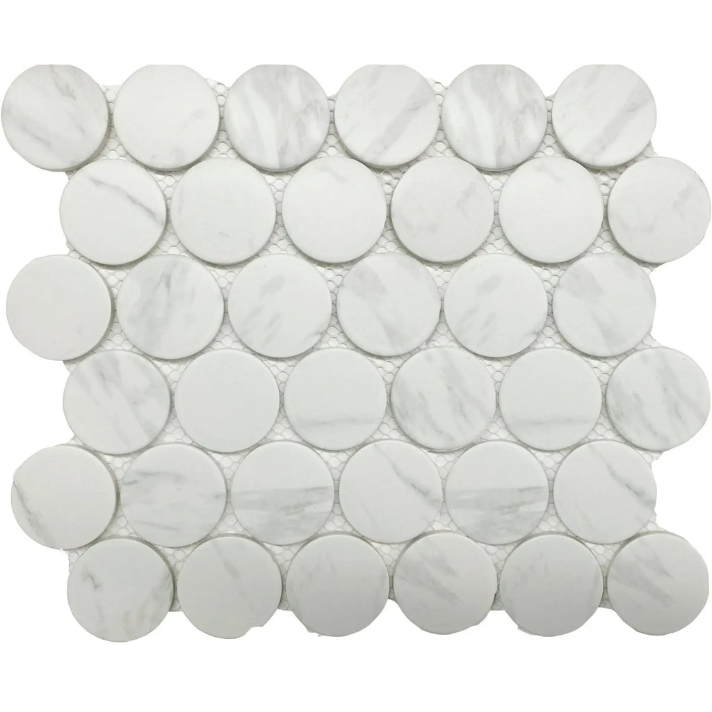 CC Mosaics Plus Carrara 2" Dots Porcelain Mosaic Tile