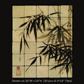 Bamboo by Chen Lin, stone mural shown on 20"W x 24"H (30 pcs of 4"x4" tumbled marble tiles)