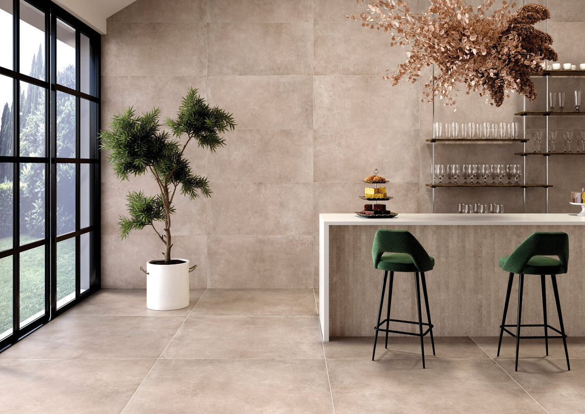 Conrad Taupe Porcelain Tile – room scene