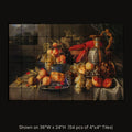 Früchtestillleben mit Hummer by Alexander Coosemans, stone mural shown on 36"W x 24"H (54 pcs of 4"x4" tumbled marble tiles)