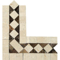 Crema Marfil Polished Marble BIAS Corner w/ Emp. Dark Dots