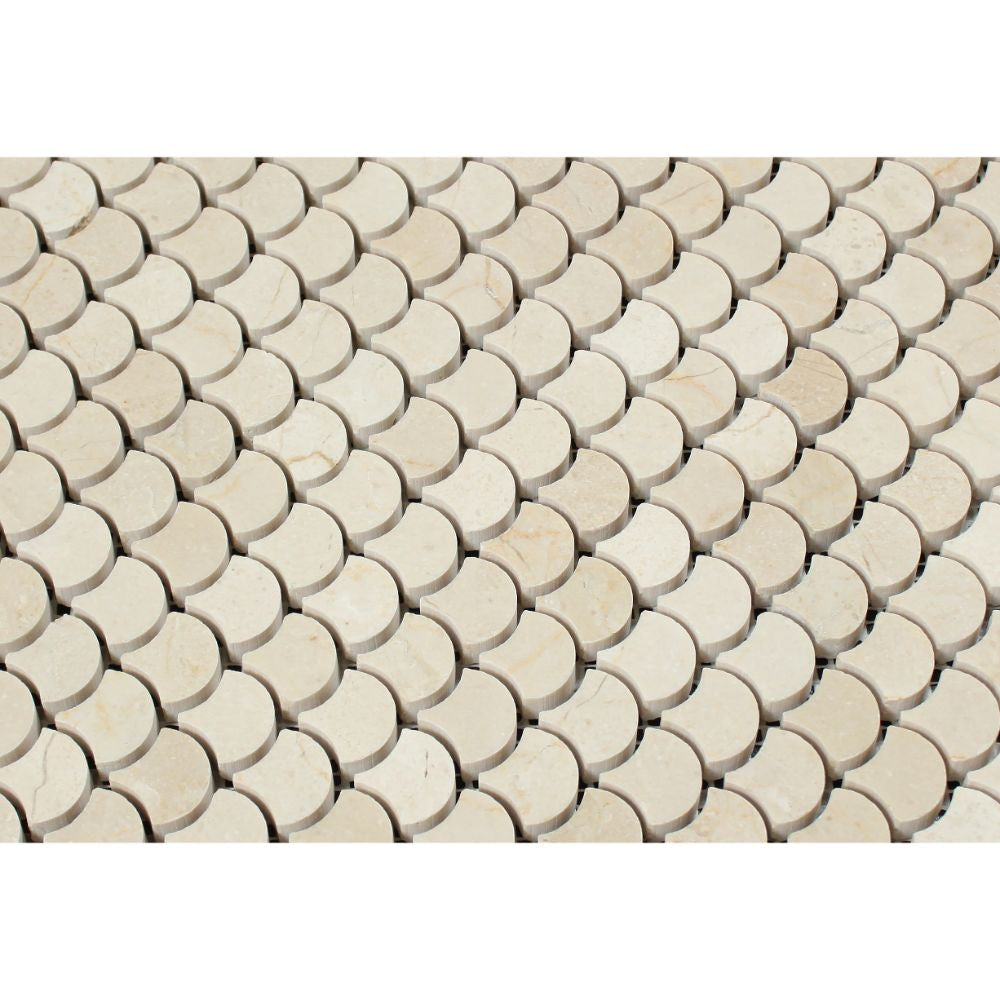 Crema Marfil Polished Marble Raindrop Mosaic Tile