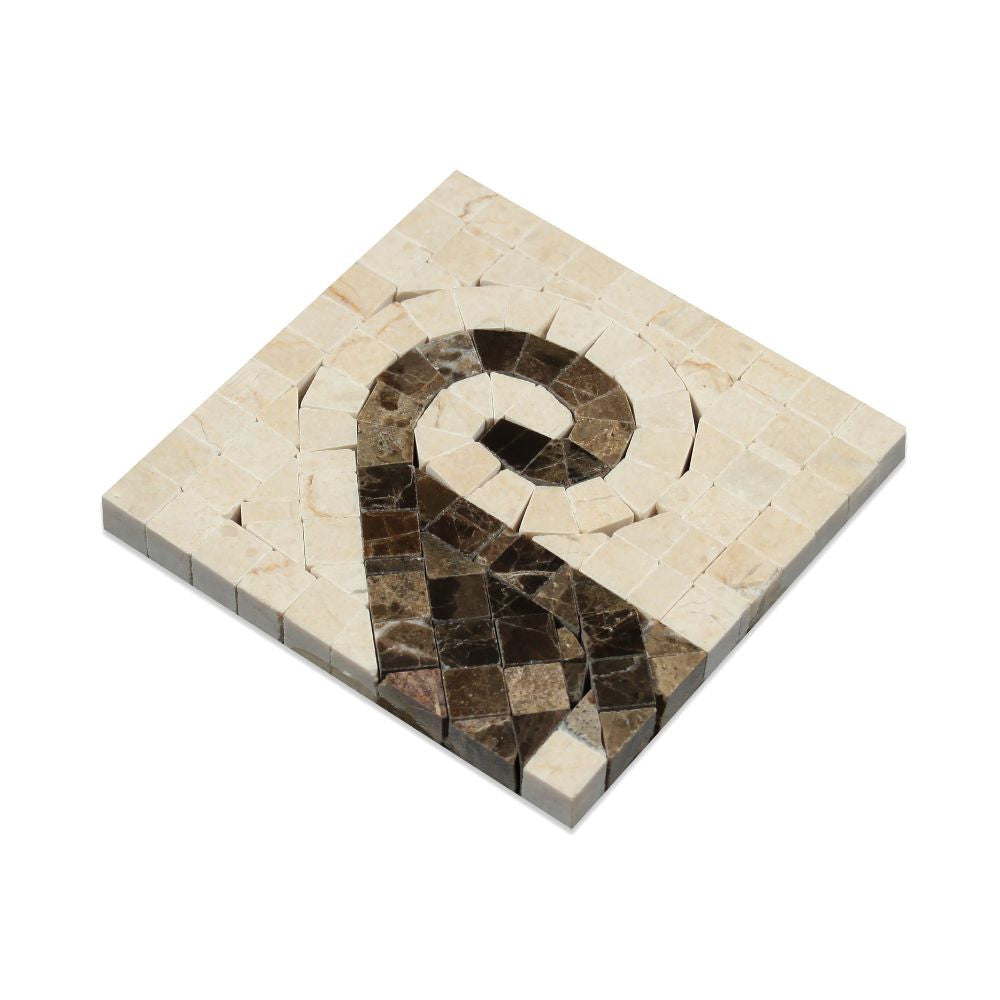 Crema Marfil Polished Marble Wave Corner (Crema Marfil + Emp. Dark)