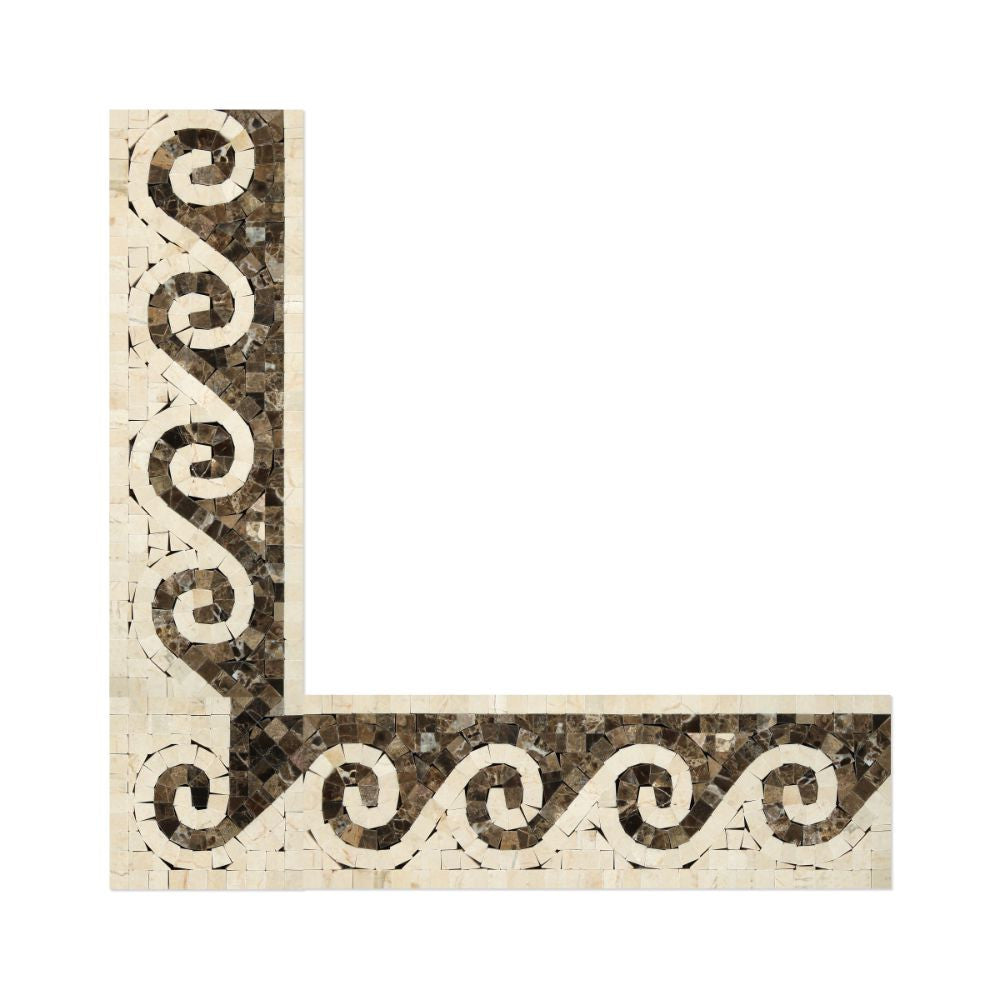 Crema Marfil Polished Marble Wave Corner (Crema Marfil + Emp. Dark)