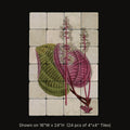 Allomorphia Griffithii inspired by William Curtis, stone mural shown on 16"W x 24"H (24 pcs of 4"x4" tumbled marble tiles)