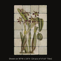 Epidendrum Spondiadum (Orchid) inspired by William Curtis, stone mural shown on 16"W x 24"H (24 pcs of 4"x4" tumbled marble tiles)