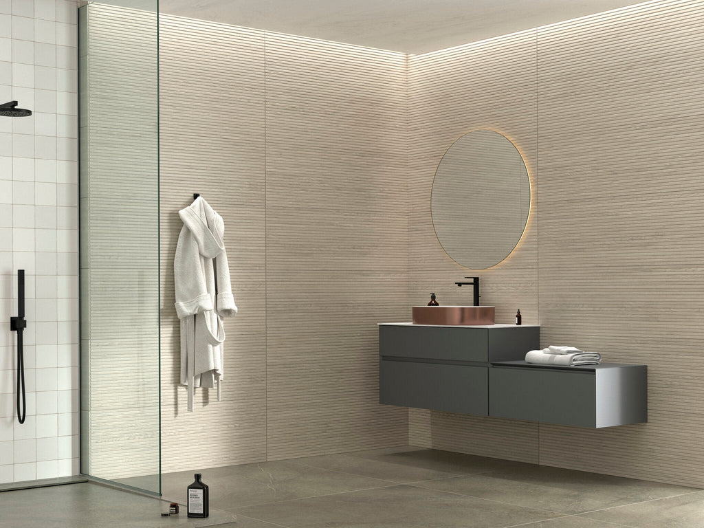 Dash Oak Ceramic Tile – room scene