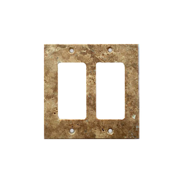 Dark Walnut Travertine 2 Rocker Switch Plate Cover / Wall Plate - Honed
