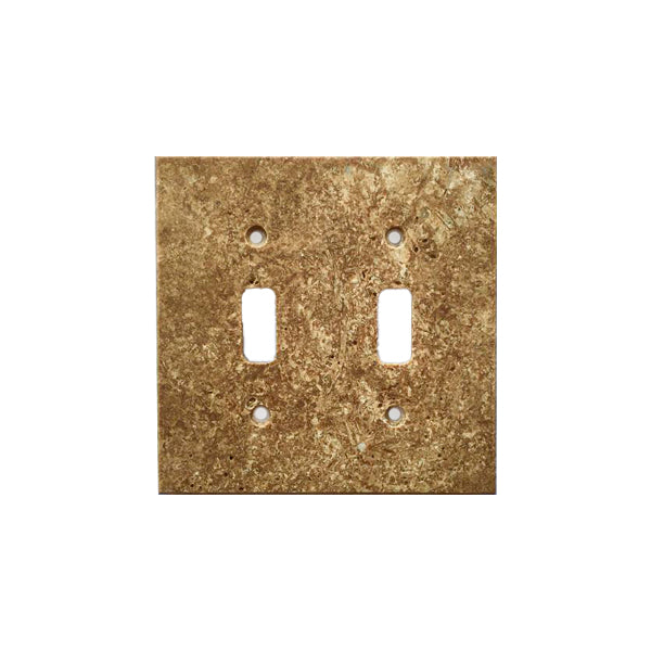 Dark Walnut Travertine 2 Toggle Switch Plate Cover / Wall Plate - Honed