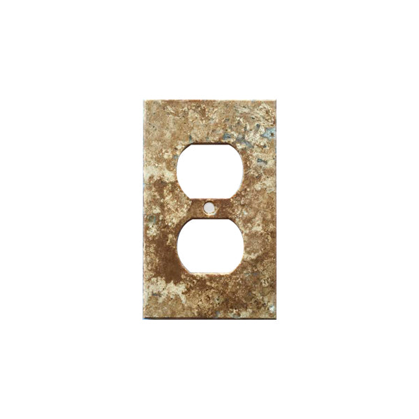 Dark Walnut Travertine Single Duplex Switch Plate Cover / Wall Plate - Honed