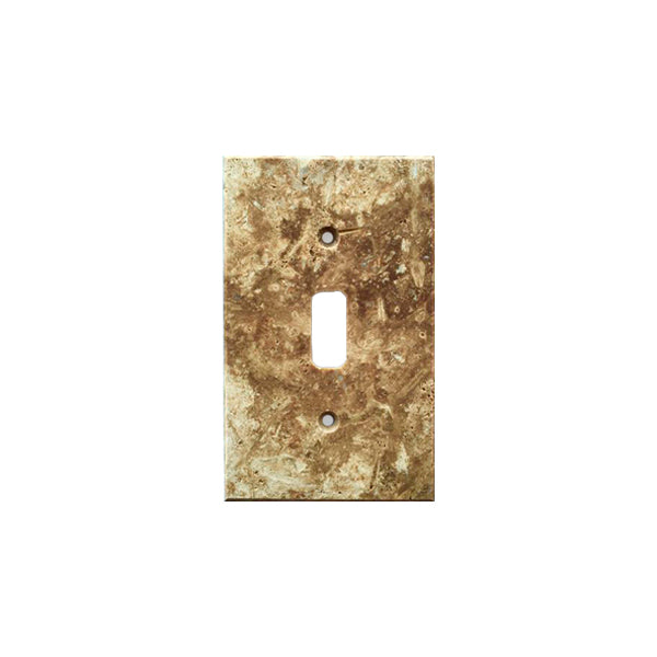 Dark Walnut Travertine Single Toggle Switch Plate Cover / Wall Plate - Honed