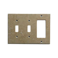 Light Walnut Travertine Double Toggle Rocker Switch Plate Cover / Wall Plate - Honed