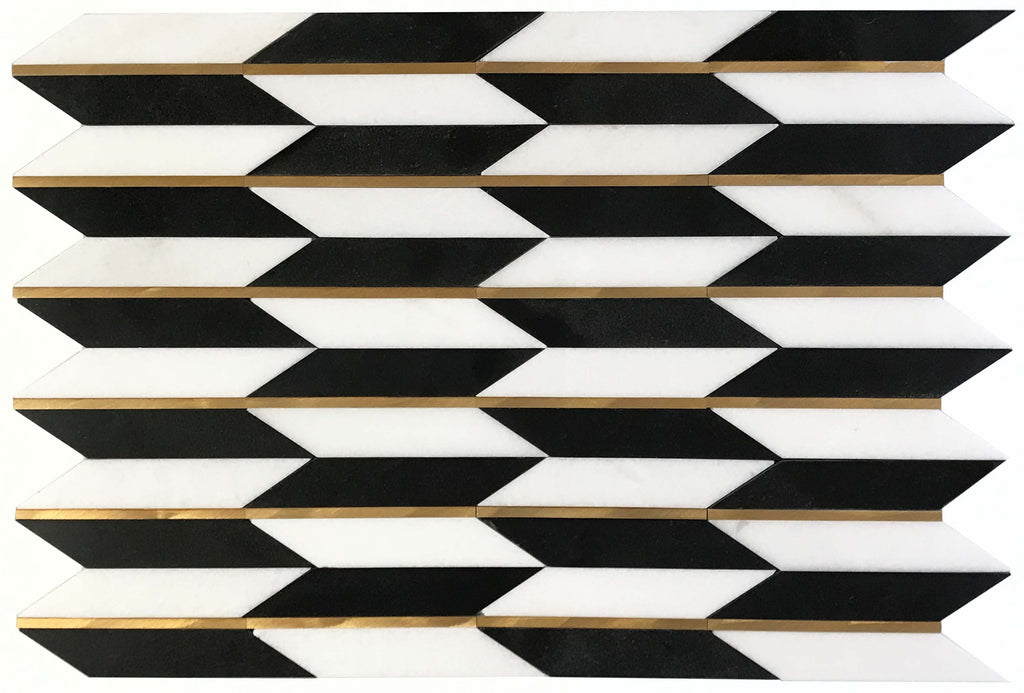 Era White & Black Stone Mosaic Tile – installed