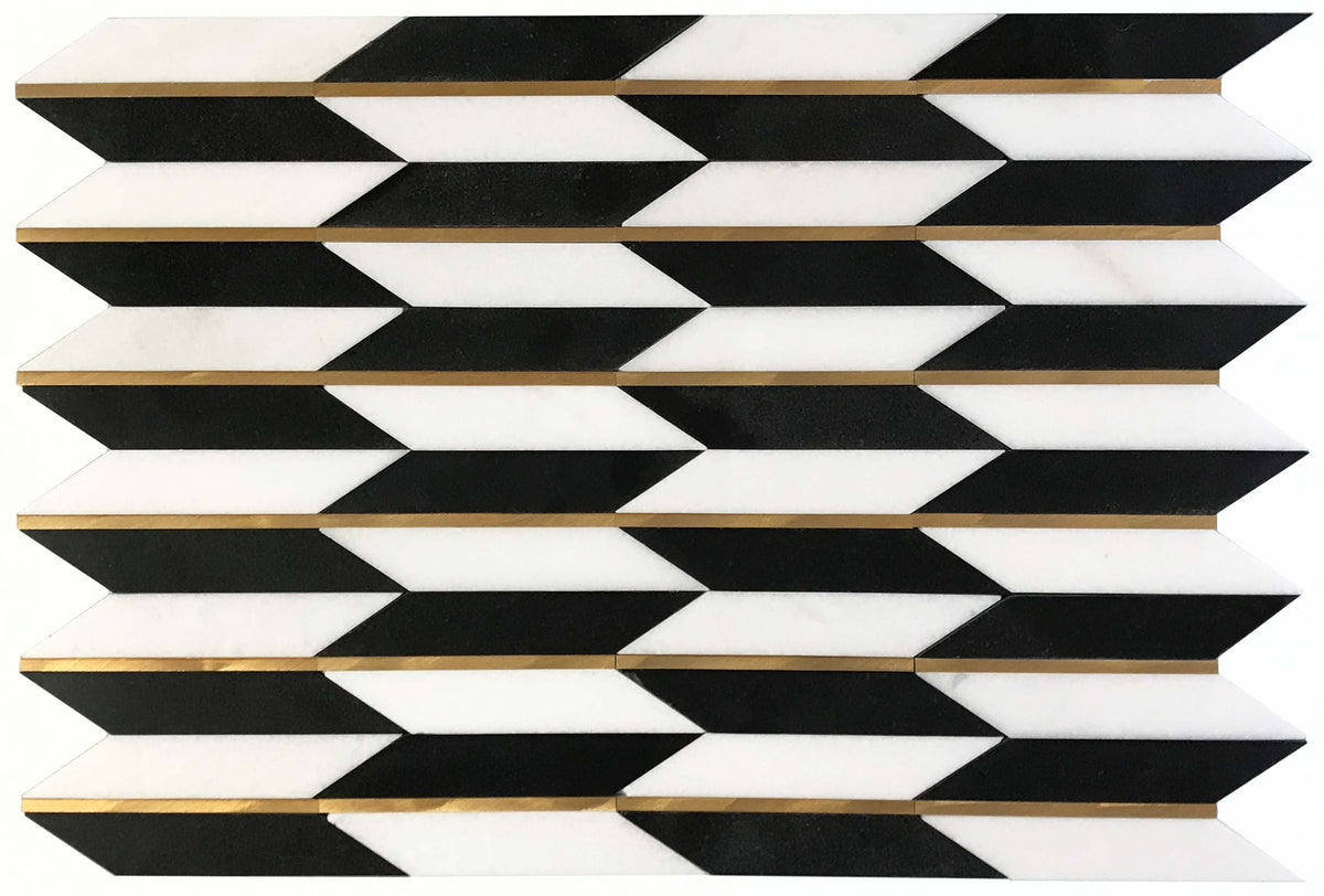 Era White & Black Stone Mosaic Tile – installed