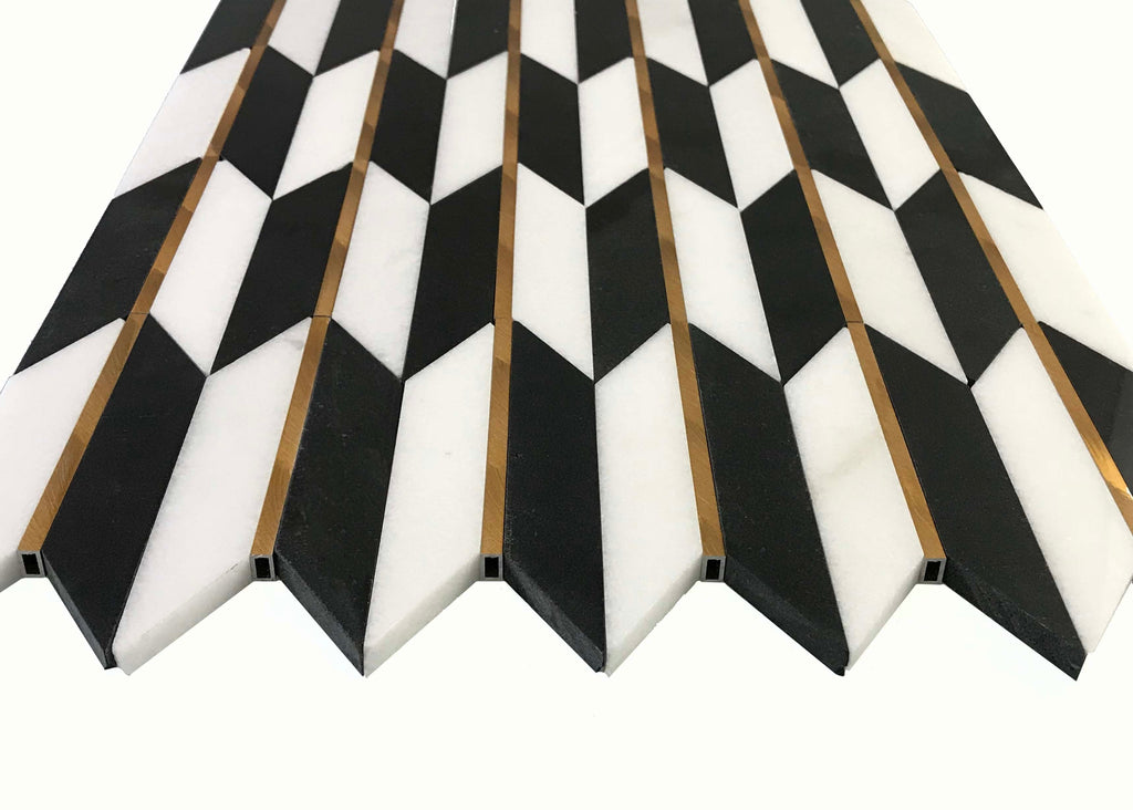 Era White & Black Stone Mosaic Tile