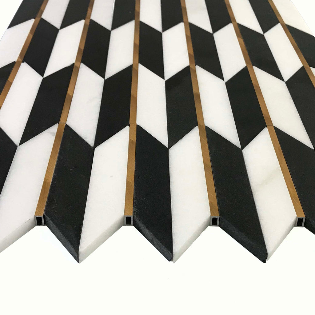 Era White & Black Stone Mosaic Tile