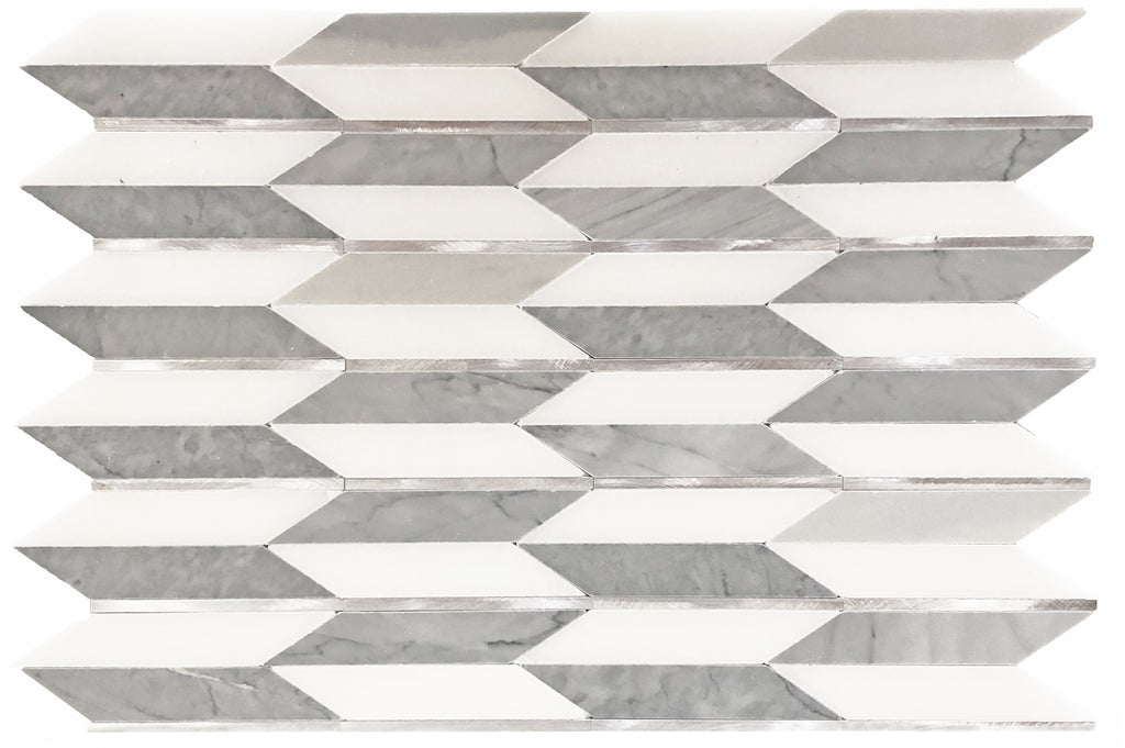 Era White & Grey Stone Mosaic Tile