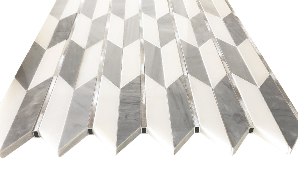 Era White & Grey Stone Mosaic Tile – installed