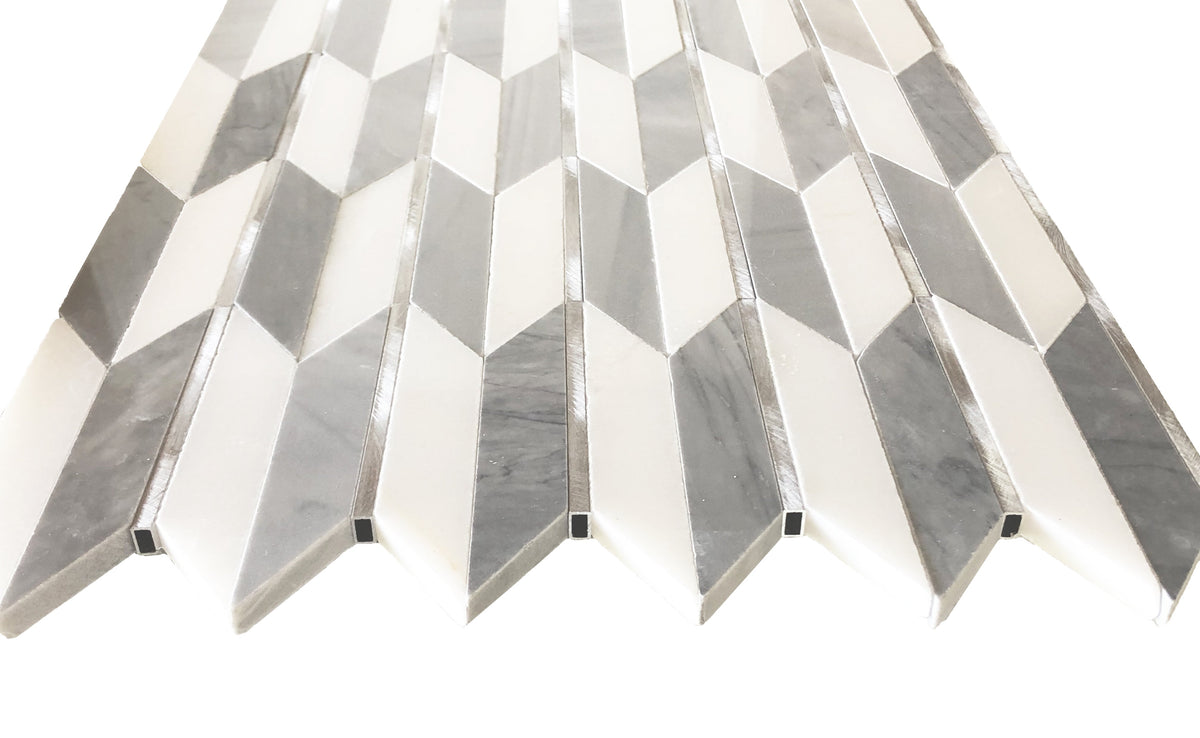 Era White & Grey Stone Mosaic Tile – installed